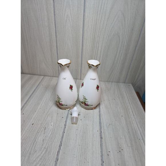Vtg 1962 Royal Albert Old Country Roses Oil & Vinegar Set Victorian Boho Cottage - Picture 5 of 5